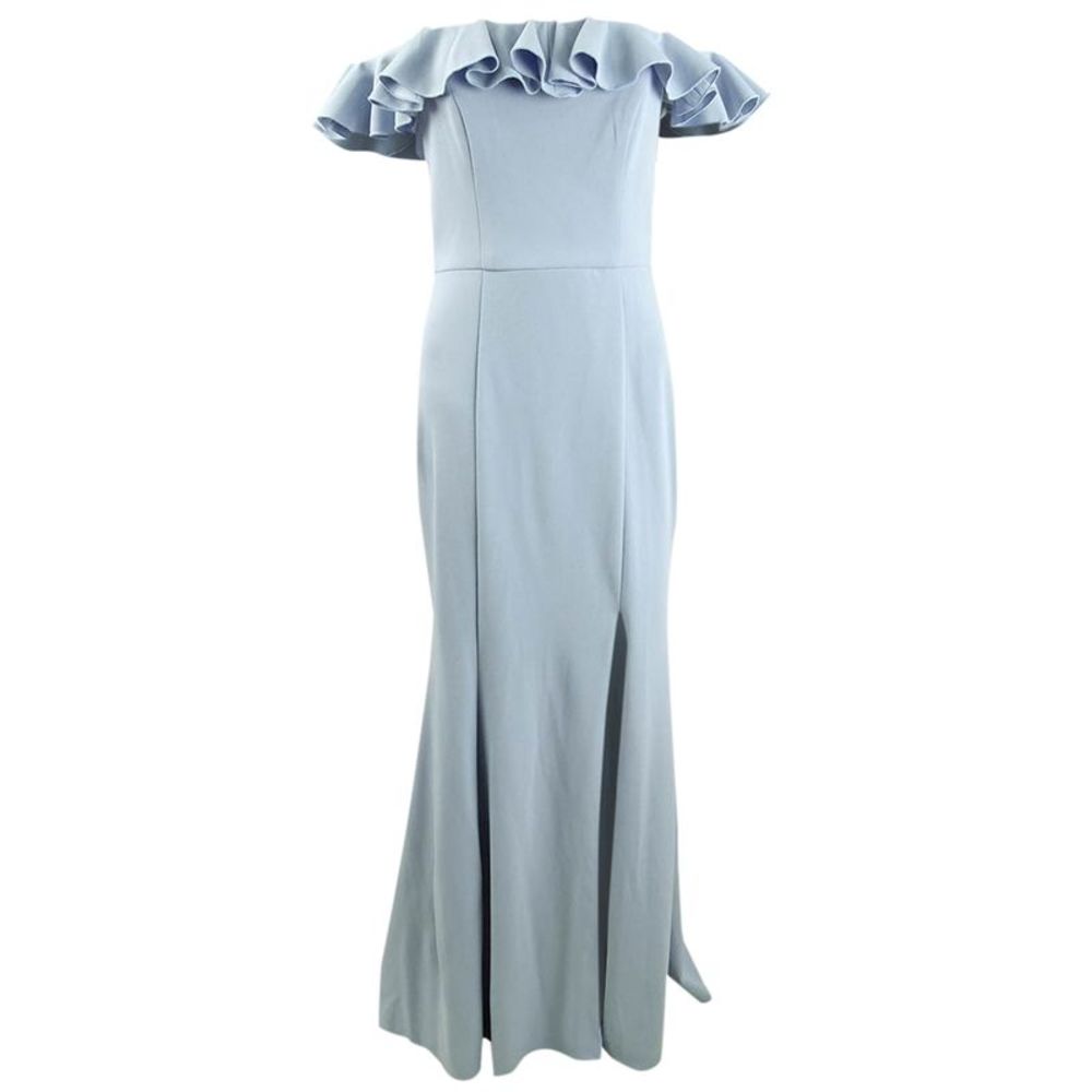 Off-Shoulder Light Blue Ruffle Mermaid Dress - Picture 2 of 3